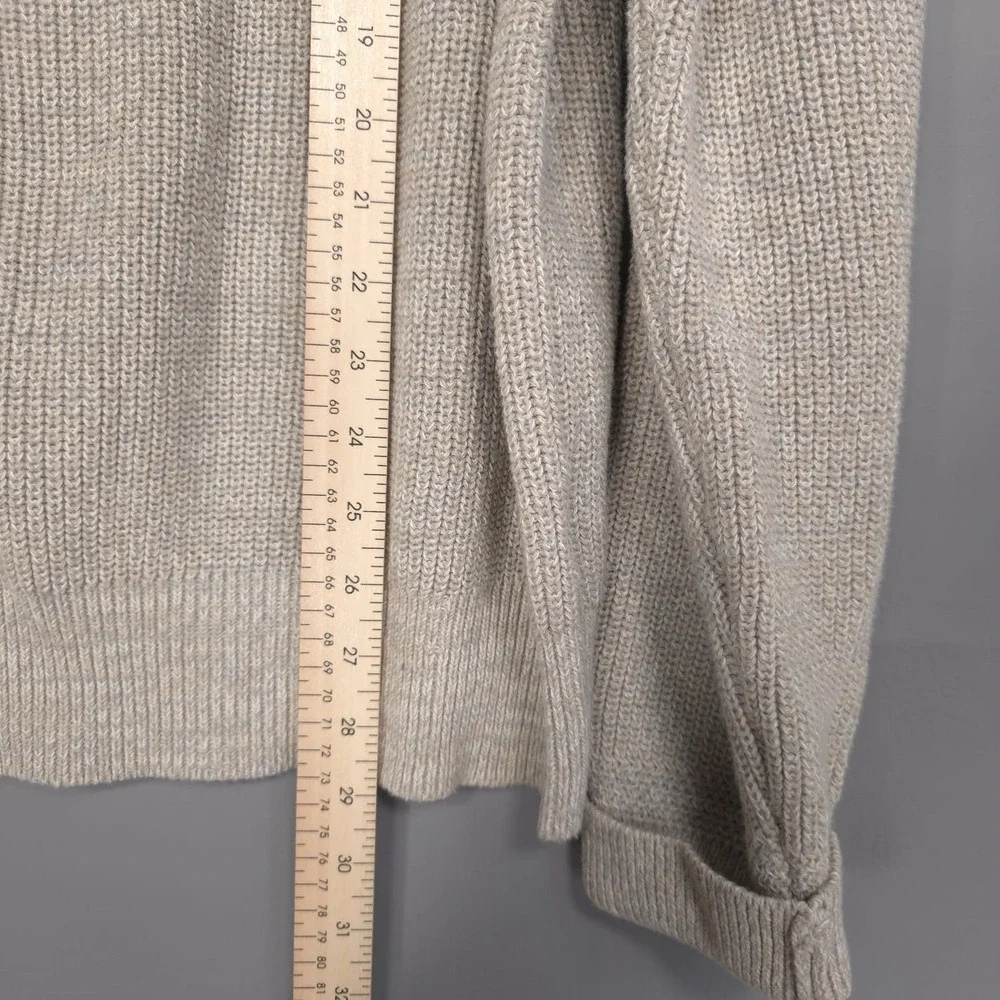J. Peterman Men's Beige Marled Knit 100% Cotton Sweater LARGE Crewneck Fisherman
